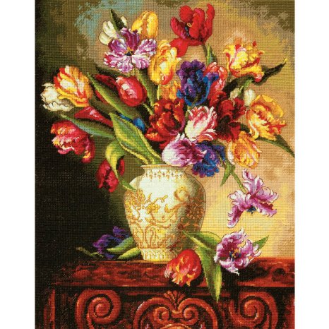 Dimensions Crafts The Gold Collection Counted Cross Stitch Kit, Parrot Tulips