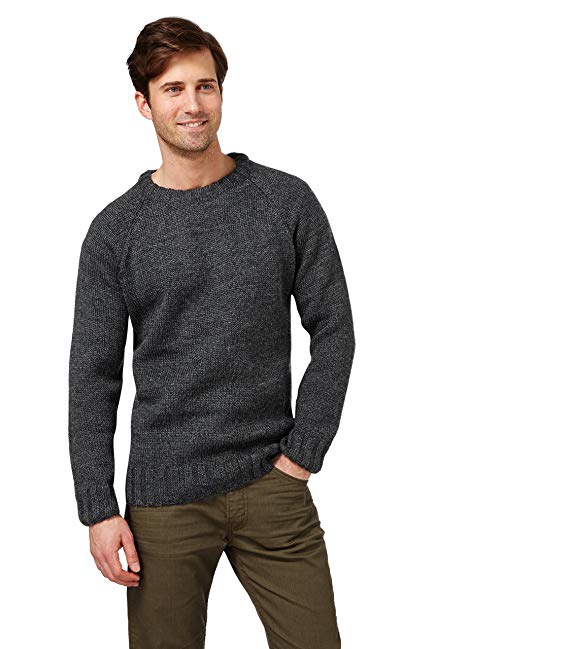 Woolovers Mens Pure Wool Fishermans Crew Neck Knitted Jumper