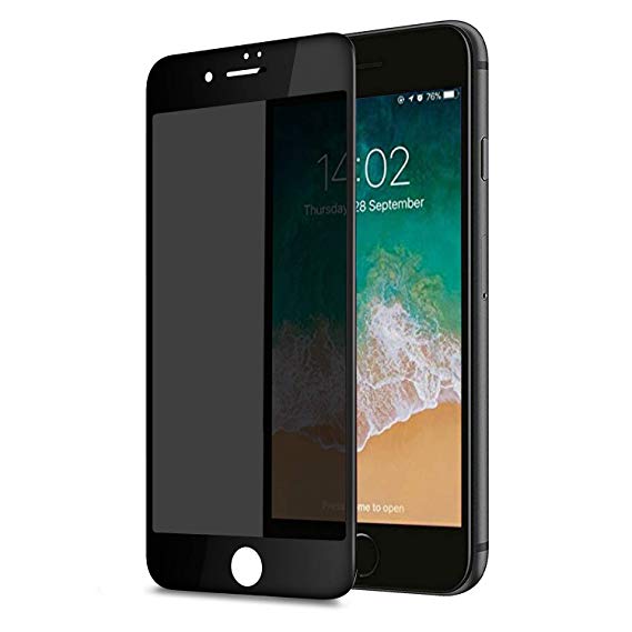 JDHDL Privacy Screen Protector for iPhone 8 Plus 7 Plus, [3D Full Coverage] Anti-Spy 9H Tempered Glass Shatterproof Premium HD Anti-Scratch/Fingerprint Edge to Edge Full Cover Screen Protector, Black