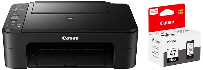 Canon PIXMA TS3370s All-in-One Wireless Inkjet Color Printer (Black) & PG-47 Ink Cartridge (Black)