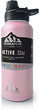 Hydrapeak 32oz Stainless Steel Water Bottle with Leak Proof Chug Lid. Vacuum Insulated Triple Walled Sports Flask