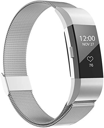 iGK Replacement Bands Compatible for Charge 2, Stainless Steel Metal Bracelet with Unique Magnet Clasp