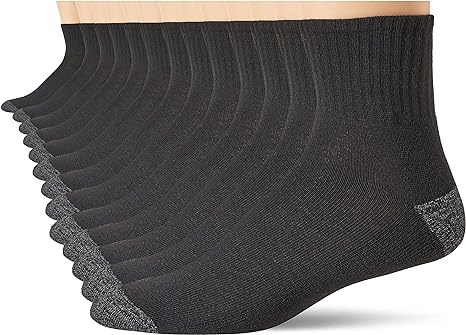 Gildan mens Polyester Half Cushion Ankle Socks, 12-pack