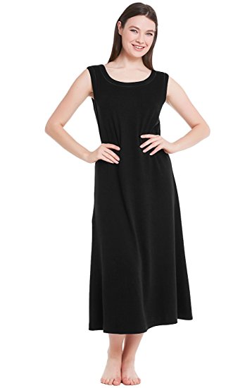 Alexander Del Rossa Womens Cotton Knit Nightgown, Long Sleeveless Sleep Dress