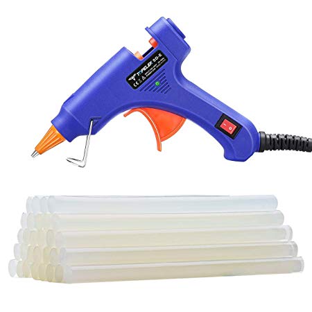 Hot Glue Gun, TopElek Mini Glue Gun Kit with 30pcs Glue Sticks, High Temperature Melting Glue Gun for DIY Small Projects, Arts and Crafts, Home Quick Repairs,Artistic Creation(20 Watts, Blue)