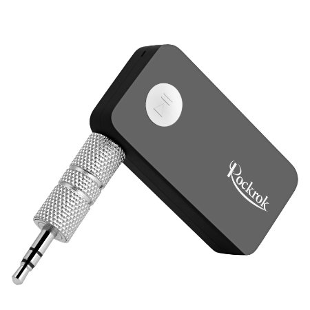 Bluetooth 4.1 Adapter / Car Kit, Rockrok Wireless Audio Receiver for Home Stereo System,Phone, Receiver for Headphones,Speakers ( with 3.5mm AUX and Hands-Free Call, A2DP,Built-In Microphone,10 Hours Playtime)