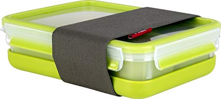 Tefal Master Seal to Go Lunchbox Rectangle Food Storage, Clear/Green, 1.2 Litre