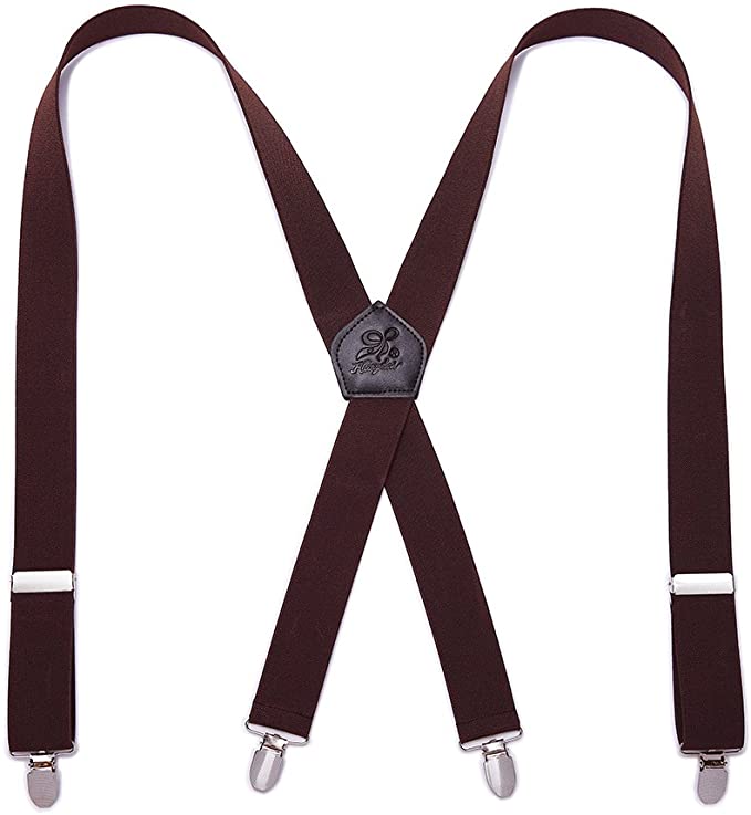 Men Braces KANGDAI 4 Buckles Stripe X Back 18 Colors Durable Elastic Adjustable Suspenders Strong Metal Clips Heavy Duty Men Braces