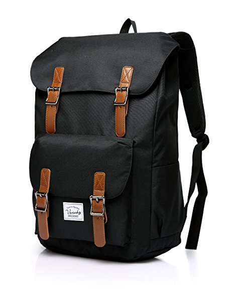 Vaschy Casual Lightweight Camping Rucksack Teen Backpack 17in Laptop Black