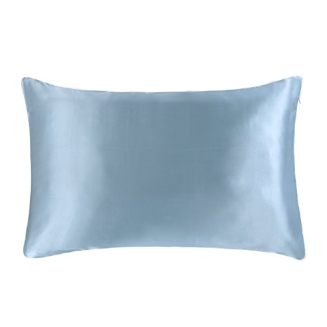 OOSILK Mulberry Silk Gift Wrap 20 x 36 Inch Pillowcase, King, Light Blue