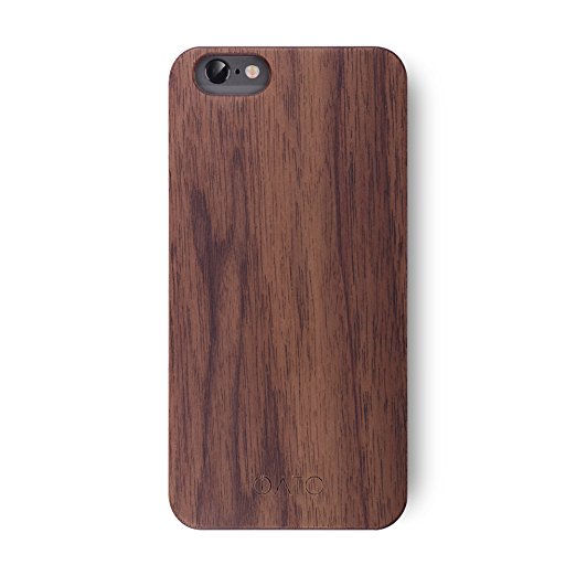 iATO iPhone 6 / 6S Wood Case 'Marco Polo'. Real Wooden Overlay on Slim Black PC. Natural Genuine Wooden Cover as Premium Accessories for the Original Apple Cell Phone 6S/6 [NOT for Plus] - Walnut
