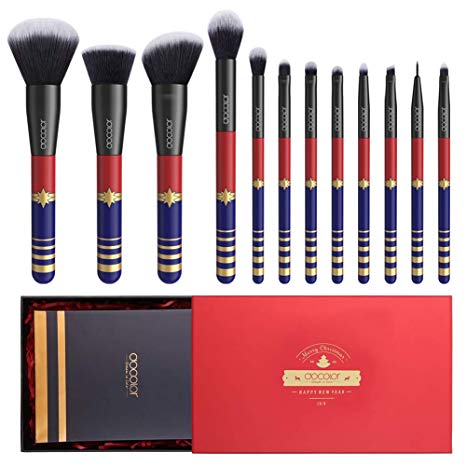 Makeup Brushes Gift Set，Docolor 12Pieces Starlight Goddess Makeup Brushes Premium Synthetic Kabuki Professional Foundation Blending Blush Eyeshadow Face Powder Specifically Designed For Festival