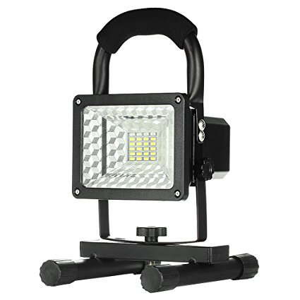[15W 24LED] Spotlights Work Lights Outdoor Camping Lights, Built-in Rechargeable Lithium Batteries (With USB Ports to charge Mobile Devices) (Black)