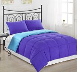 3pc Reversible Down Alternative Comforter Set with Shams - BlueTeal Bed in a bag FullQueen