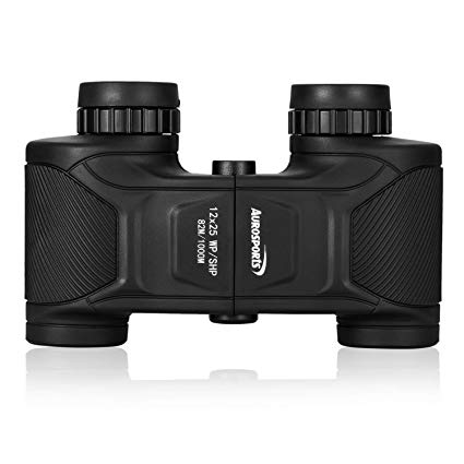 Aurosports 12x25 Wide Angle HD Binoculars, Waterproof Fogproof Shockproof Binocular with BAK4 Prism FMC Lens for Hunting Hiking Bird Watching Traveling, High Power with Low Light Vision for Adults