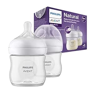 Philips Avent Natural Response Baby Feeding Bottle - 2 x 125ml Baby Milk Bottle for Newborns and Up, BPA Free, 0  Months (Model SCY900/02)