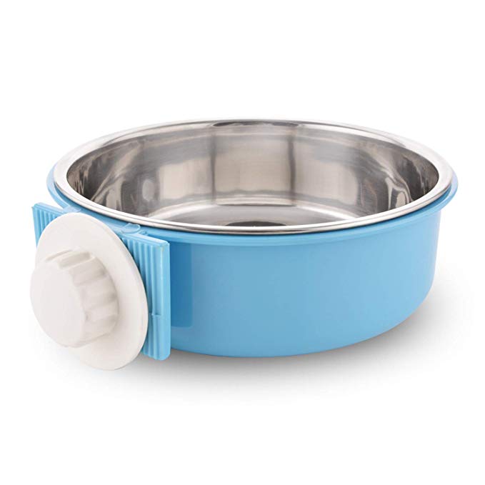 Guardians Crate Dog Bowl Removable Stainless Steel Water Food Feeder Bows Cage Coop Cup for Cat Puppy Bird Pets