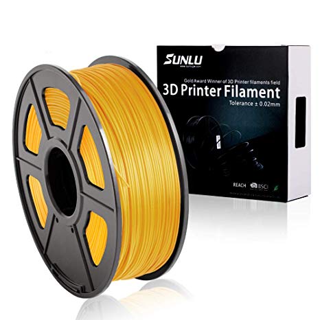 SUNLU PLA Plus 3D Printer Filament - 1KG (2.2LBS) 1.75mm Spool, Dimensional Accuracy  /- 0.02 mm, Gold