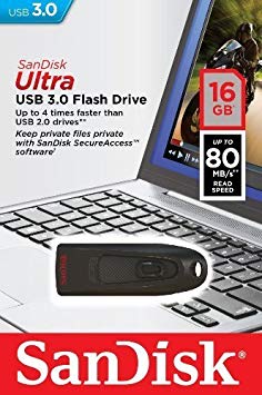 Sandisk 16gb Cruzer Ultra USB 3.0 80mb/s Flash Pen Drive Sdcz48-016g-u46 Fast