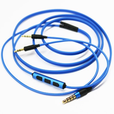 Blue New replacement Cable Remote volume & Microphone For Sol Republic Master Tracks HD V8 V10 V12 X3 Headphone to apple iphone itouch ipad Samsung and some Android phone