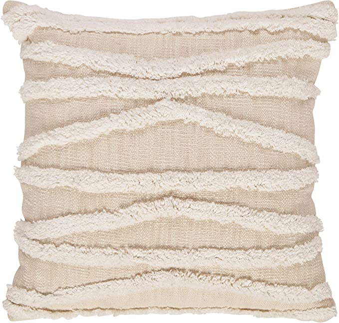 Amazon Brand – Rivet Modern Fuzzy Lines Throw Pillow - 18 x 18 Inch, White