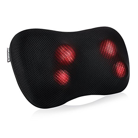 MARNUR Neck Massager Car Massage Pillow with Deep Tissue Shiatsu Kneading Massage and Heat Therapy for Back Shoulder Lumbar Legs Foots Body Stress and Pain Relief