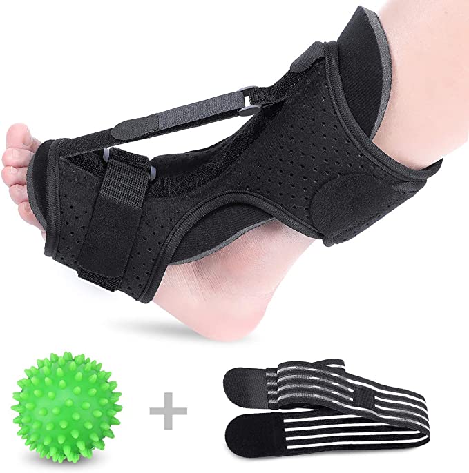 OUTERDO Plantar Fasciitis Night Splint Drop Foot Orthotic Brace,Improved Dorsal Night Splint for Effective Relief from Plantar Fasciitis,Achilles Tendonitis,Heel and Ankle Pain with Spiky Ball