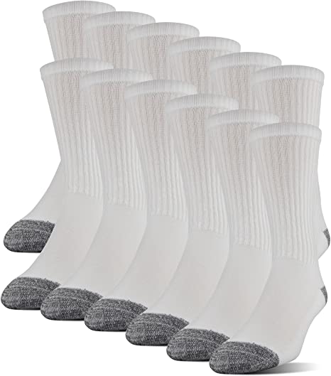 Gildan mens Polyester Half Cushion Crew Socks, 12-pack