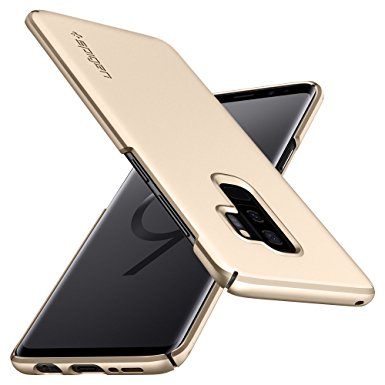 Spigen Thin Fit Galaxy S9 Plus Case with SF Coated Non Slip Matte Surface for Excellent Grip and QNMP Compatible for Galaxy S9 Plus (2018) - Maple Gold