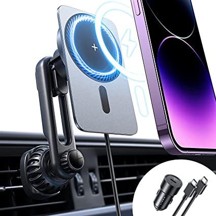 LISEN for Magsafe Car Mount Charger - Wireless Magsafe Car Charger - Magnetic Air Vent Car Phone Holder - 15W Fast Charging Compatible with iPhone 14/13/13 Series