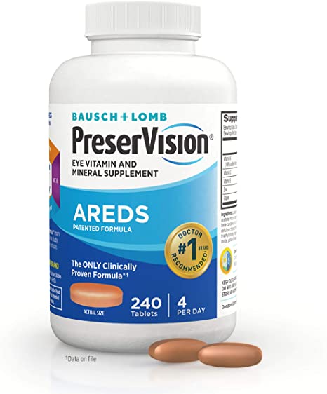 Bausch   Lomb PreserVision AREDS Eye Vitamin & Mineral Supplement Tablets, 240 Count Bottle