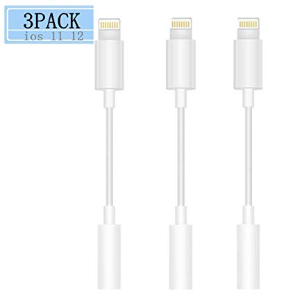 iPhone Headphone Adapter (3 Pack), LuettBiden Compatible with iPhone 7/7Plus /8/8Plus /X/Xs/Xs Max/XR Adapter Headphone Jack, 3.5 mm Headphone Adapter Jack Compatible with iOS 12