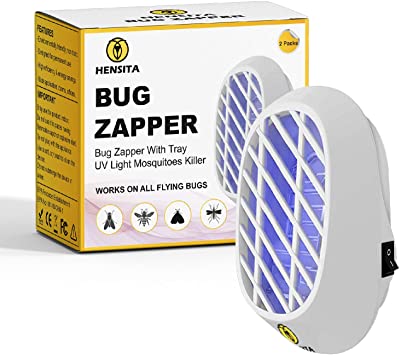 Electronic Insect Zapper- Indoor Mosquitoes Killer- Bug,Moth,Fruit Fly Killer Powerful Insect Trap with UV Light Eco-Friendly Chemical-Free 2 PCS Plug-in Electric Insect For Home (White)