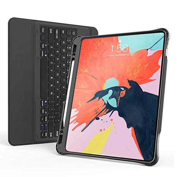 Inateck iPad Pro 12.9 Inch Keyboard Case 2018 3rd Gen Only, Flexible and Stable Kickstand, with Pencil Holder, Detachable, for 2018 3rd Gen Only (No Home Button), KB02010