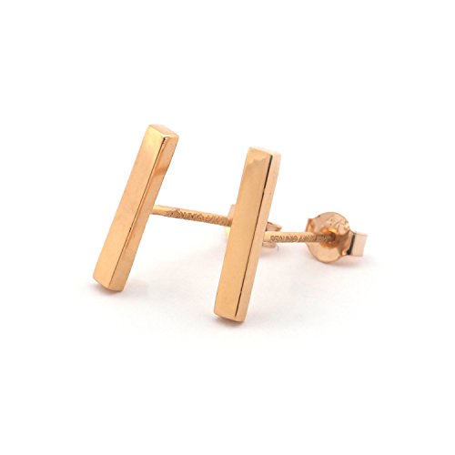 14k Yellow, White or Rose Gold Thick Bar Stud Earrings