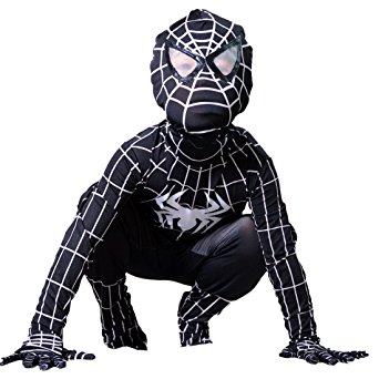 Wraith of East Boys Venom Black Spiderman Costume Kids Superhero Cosplay Spandex Bodysuit
