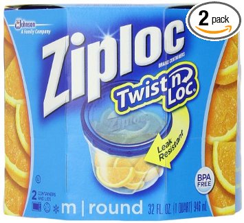 Ziploc Twist 'N Loc , Medium Round, Containers & Lids, 2-Count (Pack of 2)