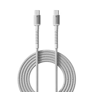 Portronics Konnect X 60W Type C to Type C Unbreakable Nylon Braided Cable, 1M Fast Charging Cable for iPhone 15 series, iPad, Samsung Galaxy & other Type C Devices(White)