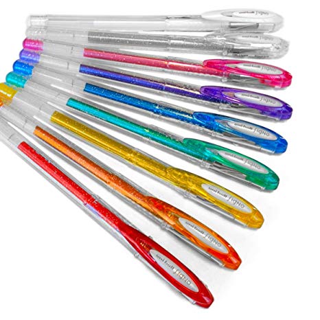 Uni-Ball Signo - UM-120SP - Set of 9 Assorted Sparkling Glitter Gel Rollerball Pens