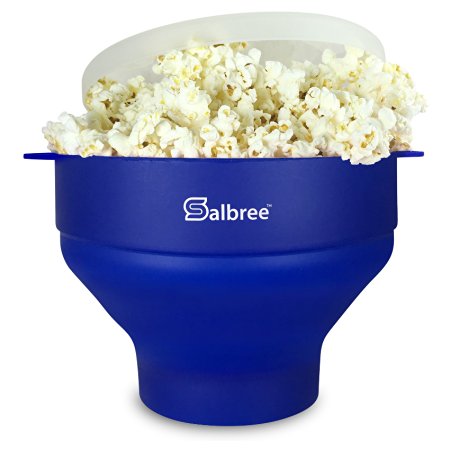 Salbree Collapsible Silicone Microwave Popcorn Popper, Blue