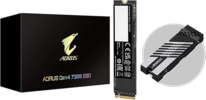 Gigabyte AORUS Gen4 7300 SSD 2TB PCIe 4.0 NVMe M.2 Internal Solid State Hard Drive with Read Speed Up to 7300MB/s, Write Speed Up to 6850MB/s, AG4732TB