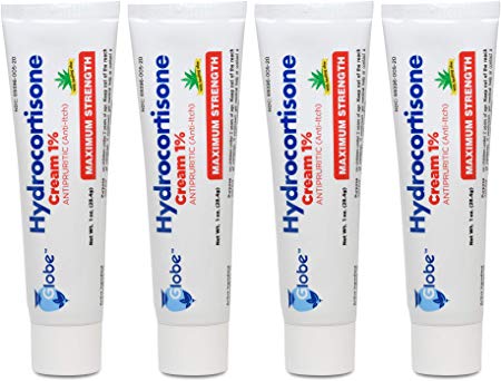 Hydrocortisone Maximum Strength Cream 1% with Aloe, 4 OZ (Compare to Cortizone-10) (4 x 1 OZ Tubes)