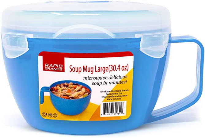 Rapid Cup Noodle/Soup Bowl | Microwave Soup & Noodles in Minutes | Perfect for Dorm, Small Kitchen, or Office | Dishwasher-Safe, Microwaveable, & BPA-Free, Blue