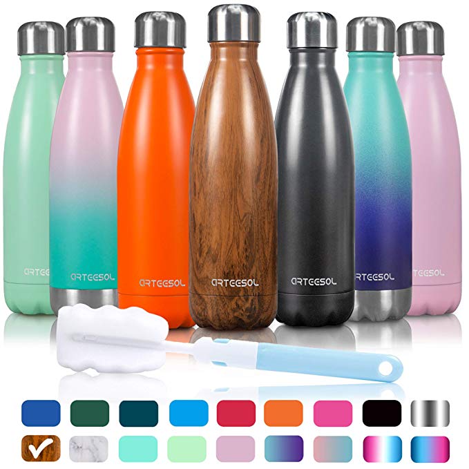 arteesol Water Bottle | Leakproof Cola Shape Bottle Keep Hot&Cold | Double Wall Vacuum 18/8 Stainless Steel Bottle | Narrow Mouth Personalized Texture-for Outdoor Activities