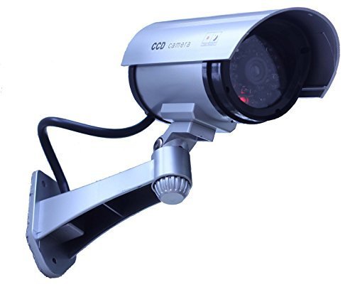 chorbros® Fake Security Camera Silver Illuminating LEDS