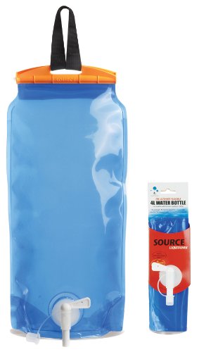 Source Outdoor Liquitainer Water Bottle, 4-Liter, Transparent Blue