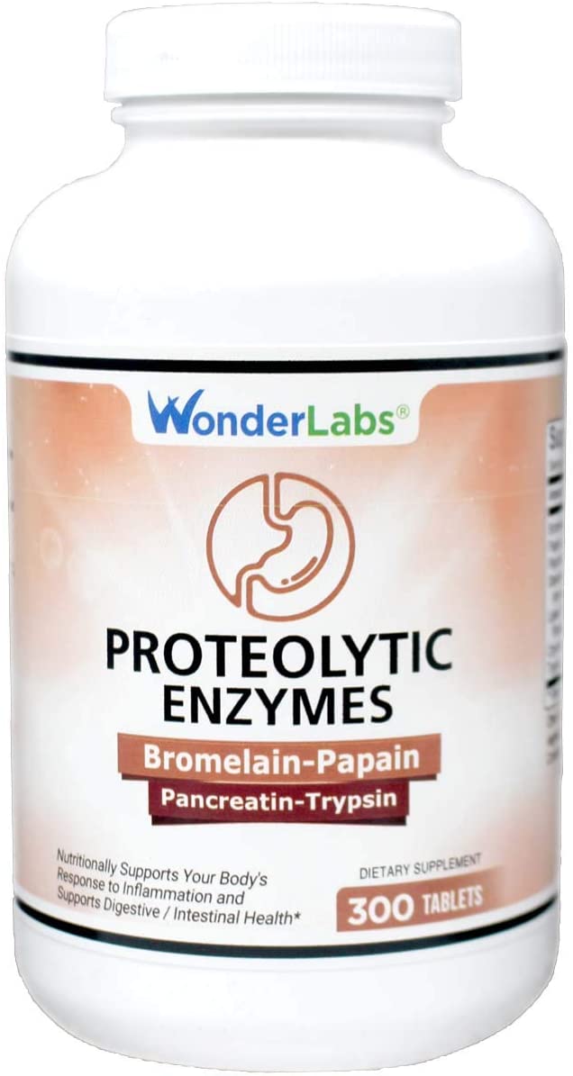 Proteolytic Enzymes | Bromelain Papain Pancreatin Trypsin 450 mg Total with Standardized Amylase, Lipase, and Protease (300)