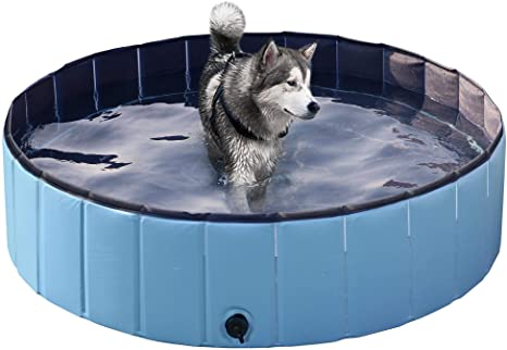 Yaheetech Foldable Hard Plastic Kiddie Baby Dog Pet Bath Swimming Pool Collapsible Dog Pet Pool Bathing Tub Kiddie Pool for Kids Pets Dogs Cats