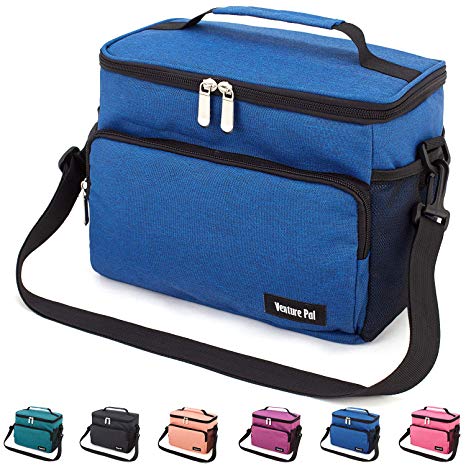 Leakproof Reusable Insulated Cooler Lunch Bag - Office Work Picnic Hiking Beach Lunch Box Organizer with Adjustable Shoulder Strap for Women,Men-Blue