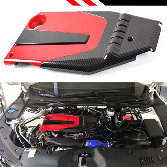 JDM Red Black Type-R Style Engine Valve Cover Compatible With 2016-2020 10th Gen Honda Civic